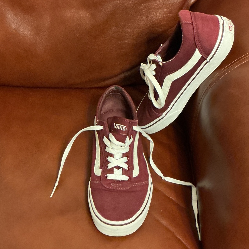 Vans Maroon and White Classic Sneakers